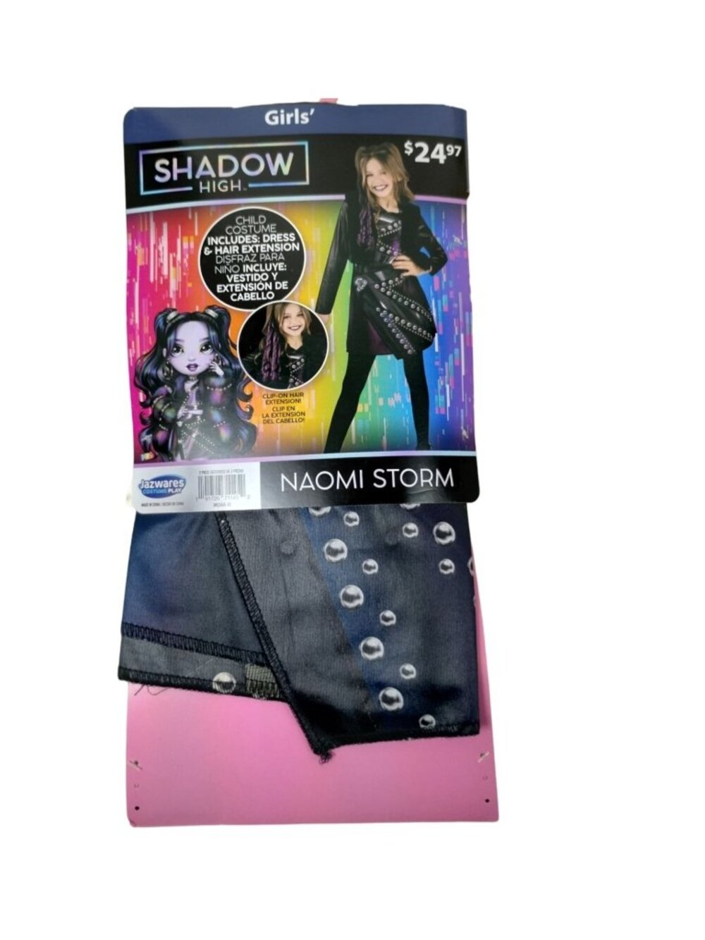 Shadow High Naomi Storm Costume Girls XS 4/5 Dress Hair Extension Halloween New